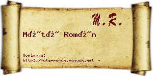 Máté Román névjegykártya